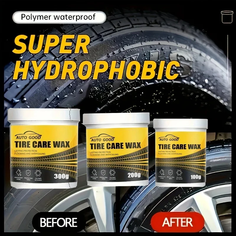 1/2/300g Tire Care Wax , Blackening Polish, Tire Brightener, Protecting, Maintenance, Refurbishing