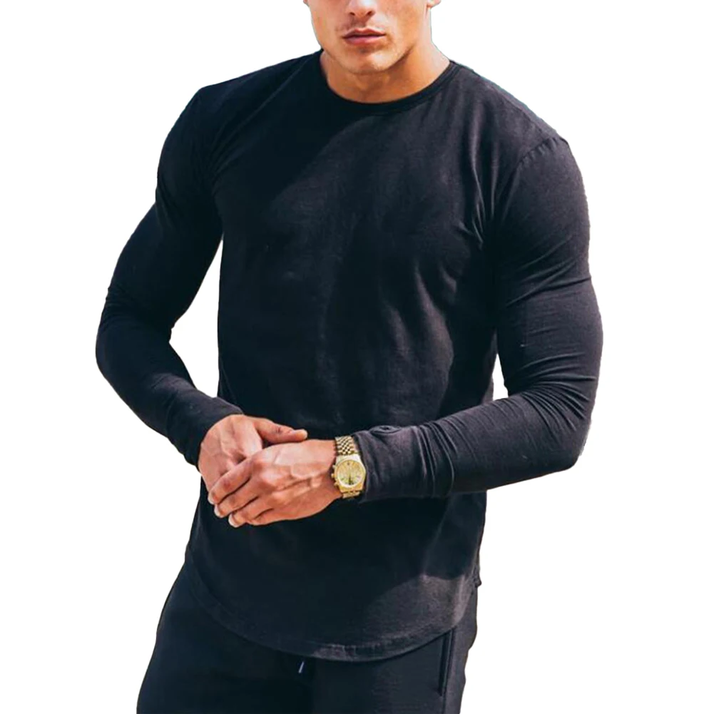 Hot Stylish Comfy Fashion Men\'s T-shirt Top Round Neck Workout All Seasons Solid Colour Sportswear Active Wear