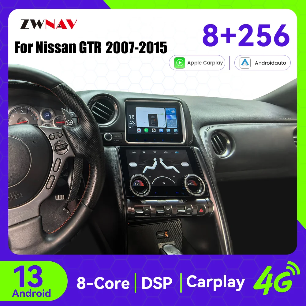

ZWNAV New Android Multimedia for Nissan GTR 2008-2016 Car Navigation Full Touch AC Screen Built in Wireless CarPlay 4G WIFI
