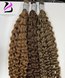 No Welf-extensiones de cabello humano virgen, Cabello 100% humano a granel, trenzado de ondas profundas, Micro trenzado, Remy vietnamita