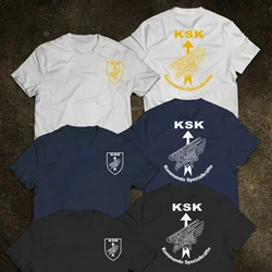 男性用半袖ラウンドネックTシャツ,ミリタリーTシャツ,ドイツ特殊部隊のKsk kommando spezialkrunder,綿100%,夏