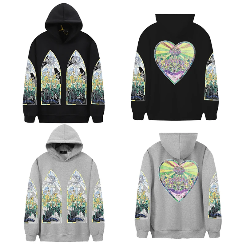 Who Decides War Fragmented Heart Pattern Hoodie Winter Cashmere Warm Men's Women's All-in-one WDW Sports Pullover