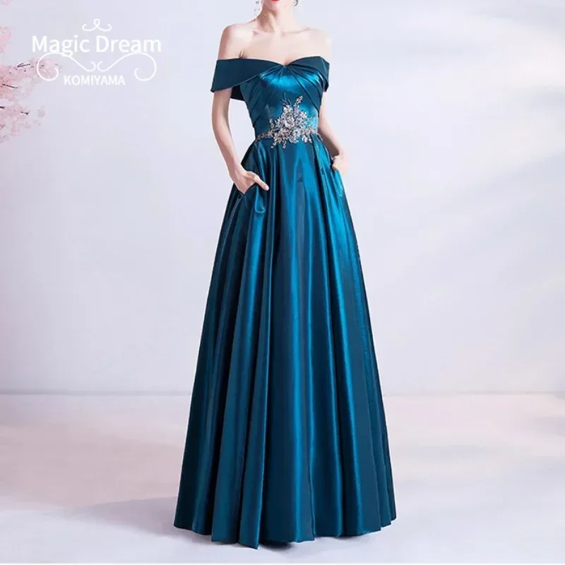 Customized One Shoulder Slim Waist Elegant Evening Dresses Simple Appliques Simple Wedding Party Vestidso Pleated Fashion Long P