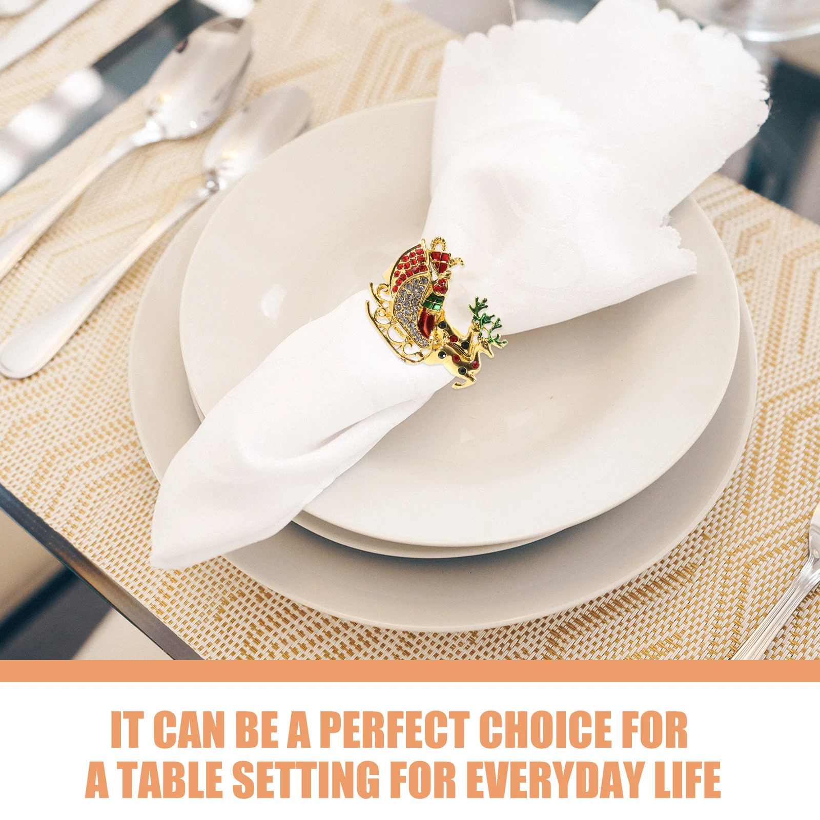 

6 шт., кольца для салфеток из сплава с изображением лося, рождественский стиль, милые украшения для стола для дома, ресторана, кольца для салфеток, декор стола