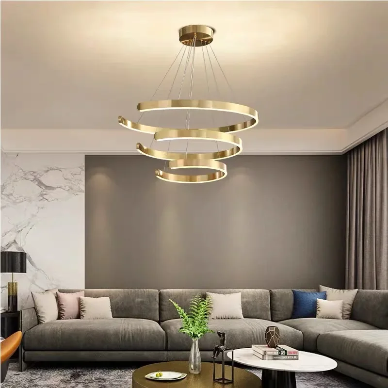 DIY Ring Modern LED Ceiling Chandeliers Industrial Style Pendant Lamp Living Dining Room Decor Hanging Light Home Lustre Fixture