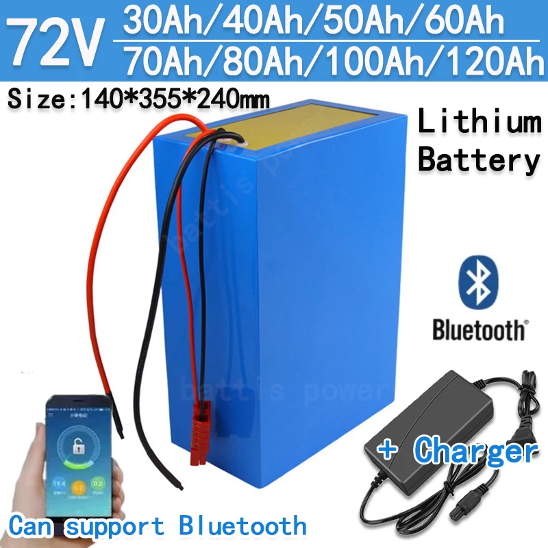 60Ah 72v 50Ah lithium ion 80Ah 72V 40Ah 100Ah bluetooth BMS APP for 5000W scooter Motorcycle Forklift Crane truck +charger