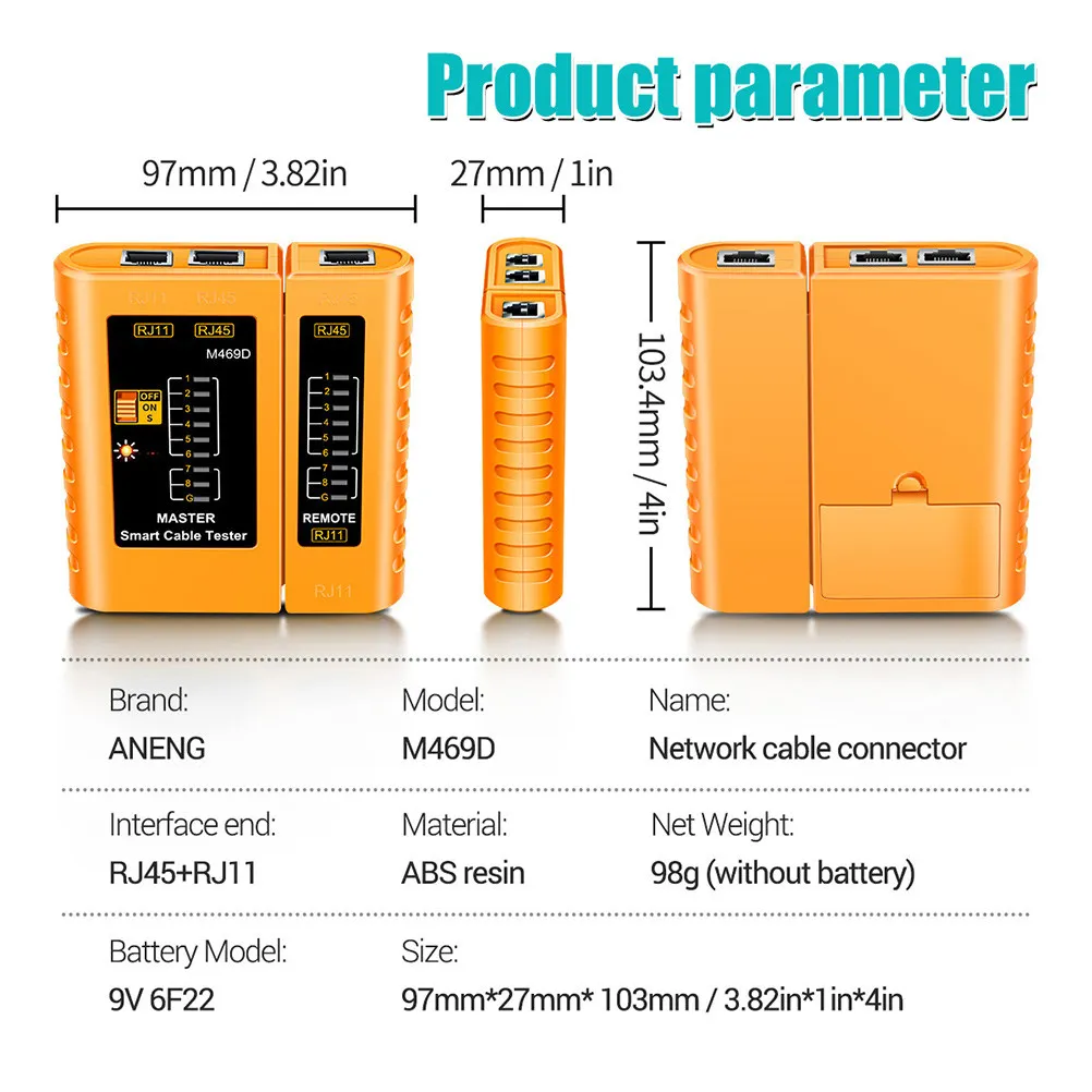 Pc Network Wire Tester Multi-Function Easy Use Ethernet Cable Tester Adjustable Speed Portable Network Cable Test Tool