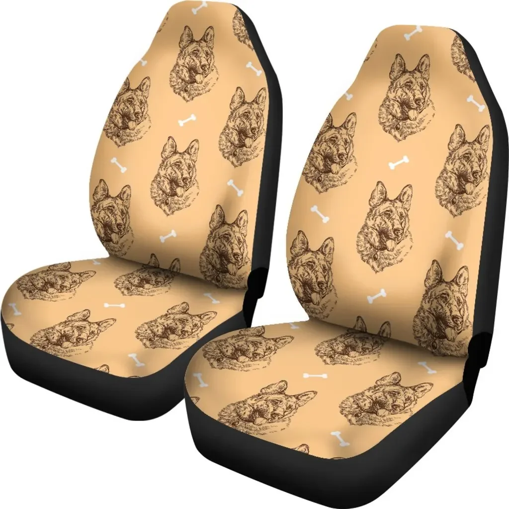 German Shepherd Print Pattern Seat Cover Car Seat Covers Set 2 Pc, Car Accessories Car Mats