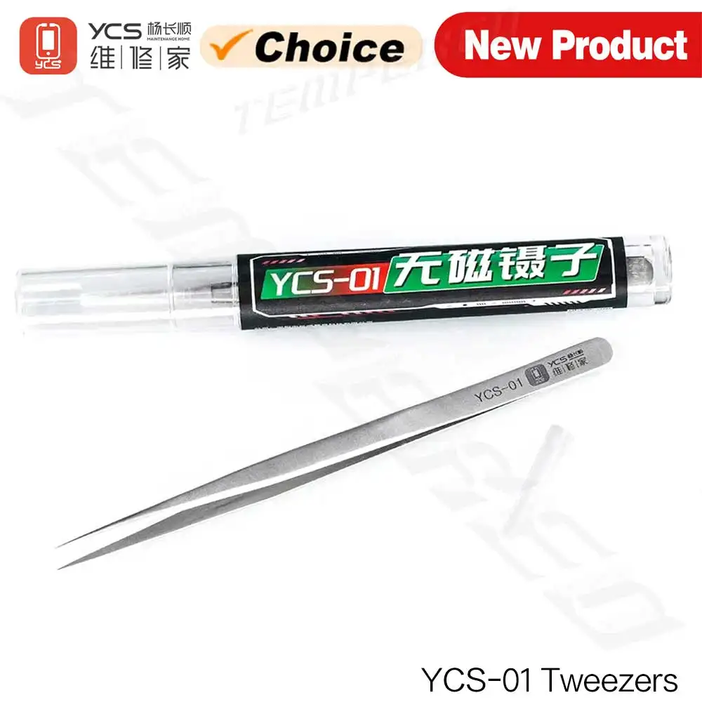 YCS 01 Non-magnetic High Tenacity Stainless Steel Ultra Fine Precise Tweezers Phones SMD PCB BGA Motherboard Repair Hand Tools