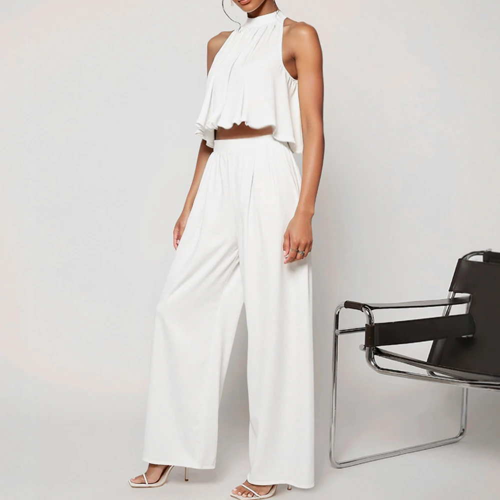 Mia Muse Boutique اقتصاص الخصر الطبيعي الكاحل مجموعات يومية للنساء مجموعات الصيف المناسب سليم طيات قبالة الكتف الرسن الرقبة