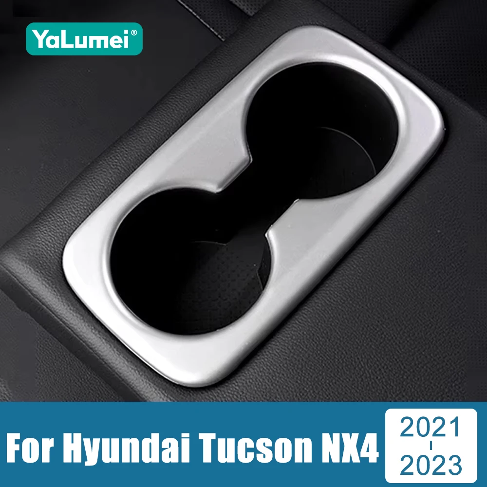 

For Hyundai Tucson NX4 2021 2022 2023 N LineABS Car Interior Rear Center Armrest Water Cup Frame Cushion Trim Cover Sticker