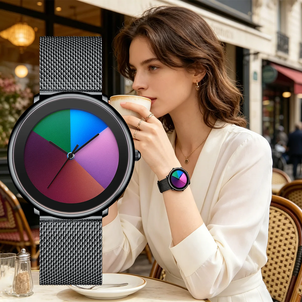 

LIGE Unique Women Watch Fashion Casual Colorful Changing Dial Quartz Wriswatch Simple Ultrathin Steel Lady Watches Special Gift