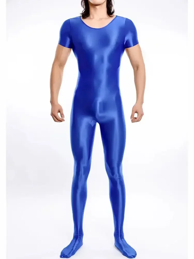 للجنسين قصيرة الأكمام لامعة لامعة بوديستوكينج سلس التمثال جوارب طويلة ارتداءها الجوارب يوتار الملتصقة بذلة Catsuit Unitard
