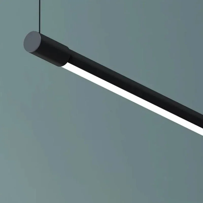 Imagem -06 - Nordic Dimmable Linear Led Pendant Lamp Lustre Preto Elegante Mesa de Cozinha Iluminação de Sala de Jantar