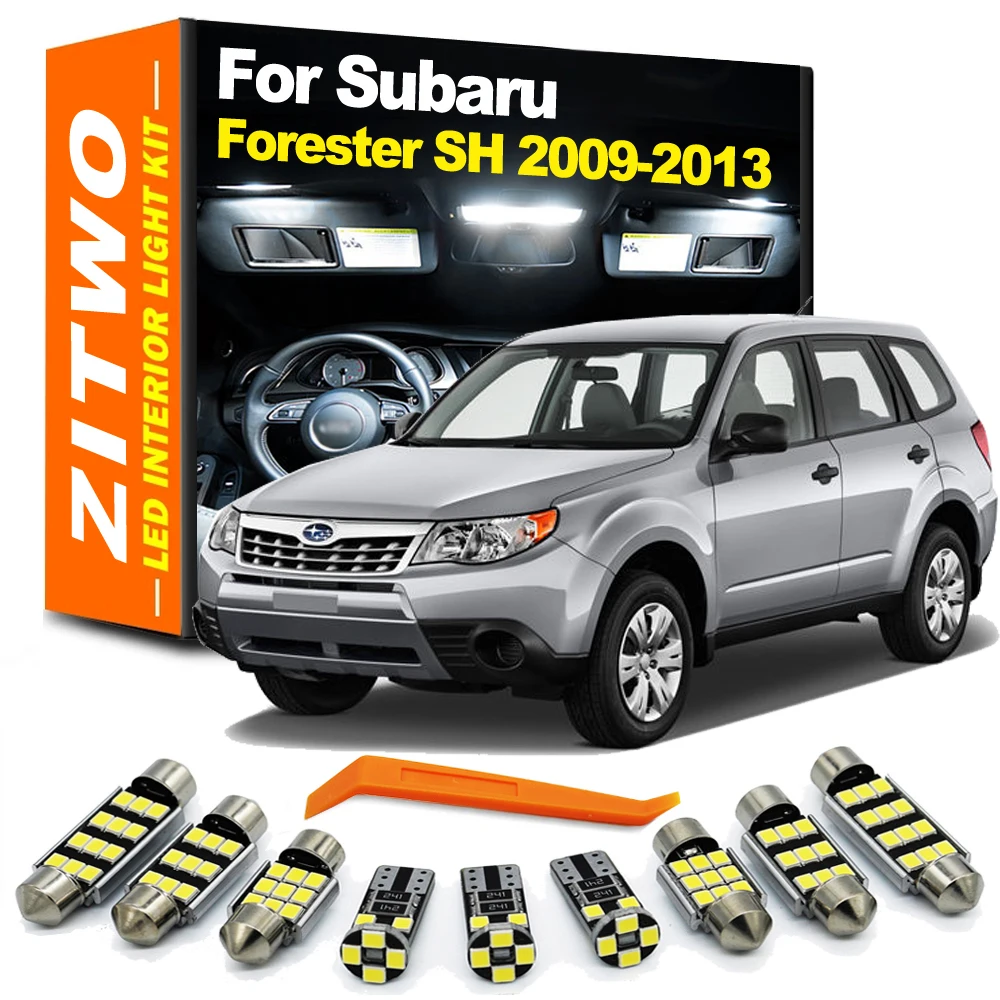 ZITWO 10Pcs Car LED Interior Bulb Dome Reading Door Trunk Plate Light Kit For Subaru Forester SH 2009 2010 2011 2012 2013