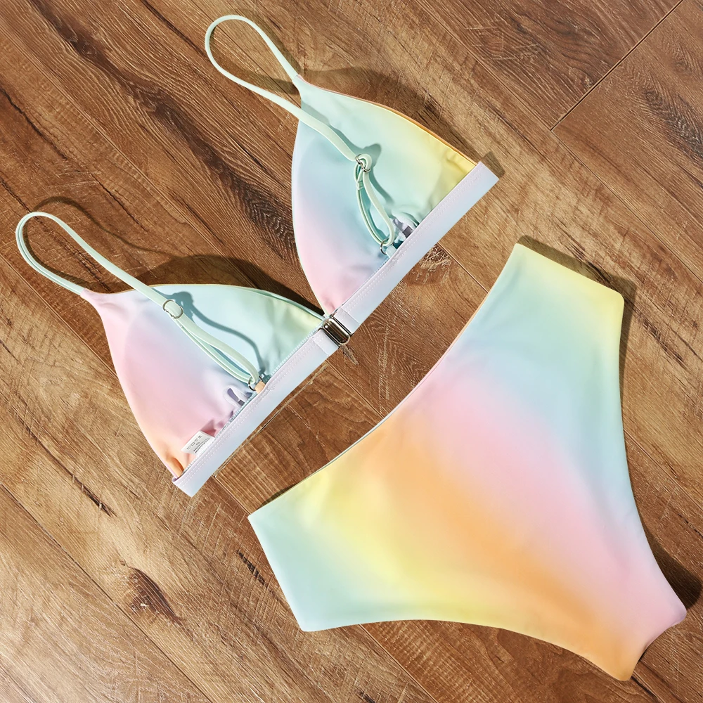 Sexy Push Up Bikini Set 2024 High Waist Biquini Swimwear Women Two Pieces Swimsuit Beachwear V-Neck Swimming Bathing Suits
