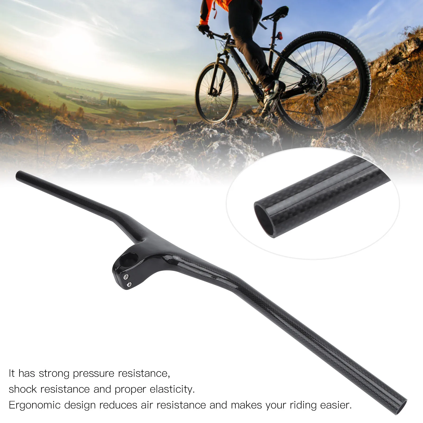 

800x100mm Mountain Bike Carbon Integrated Handlebar 3K Glossy Road Stem Handlebar Integrated Handlebar