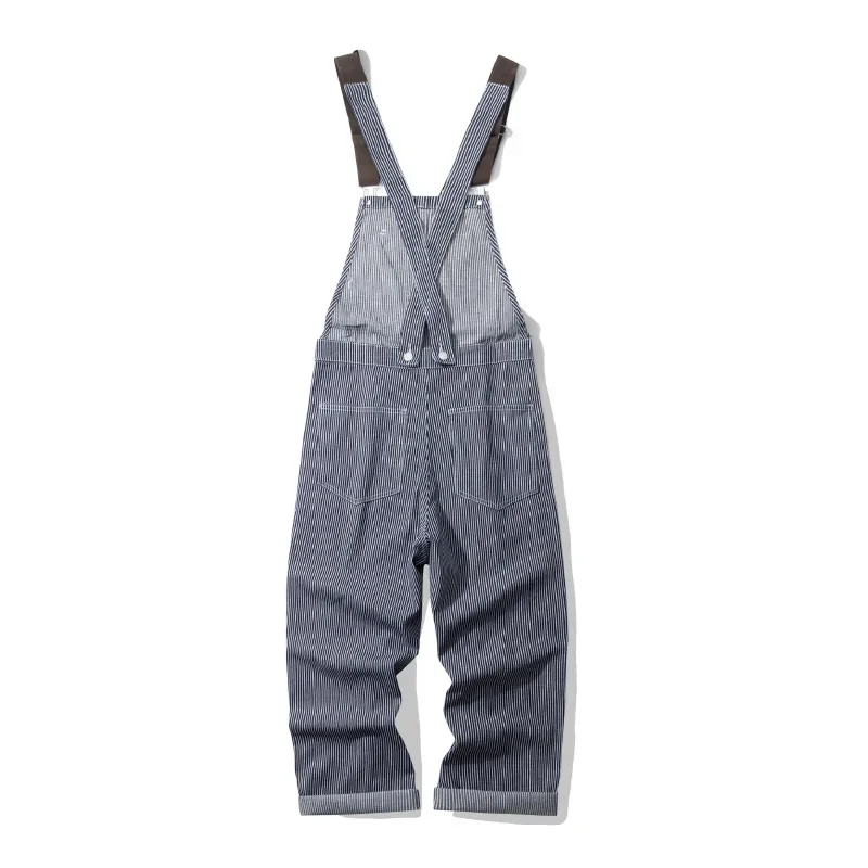 Outdoor Canvas Lumberjack Pants Workwear Overalls Railway Tooling Work Striped Jumpsuit Gardening Rompers Jeans Trousers