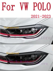 For Volkswagen VW POLO 2023 Accessories 2Pcs Car Headlight Protective Film Headlamp Restoration Transparent Black TPU Sticke