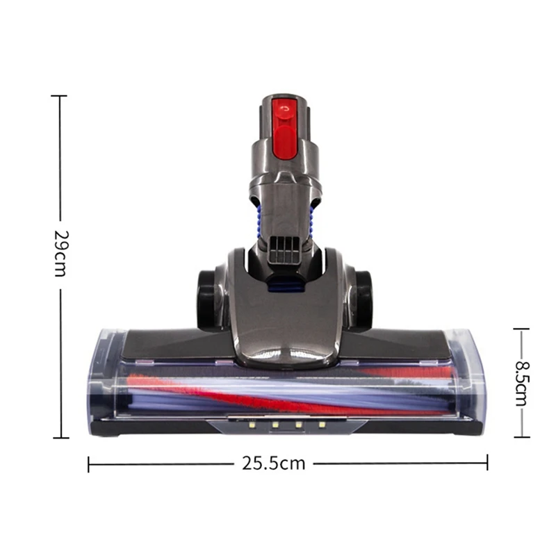 LEDインジケーター付き電動フロアブラシヘッド,クイックリリース,ソフトローラー,dyson v7,v8,v10,v11,掃除機