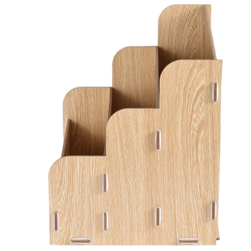 Diy Desktop A4 Holz Datei Rack Multifunktionale Kreative Finishing Büro Lagerung Box Informationen Rack Büro Lagerung Rack