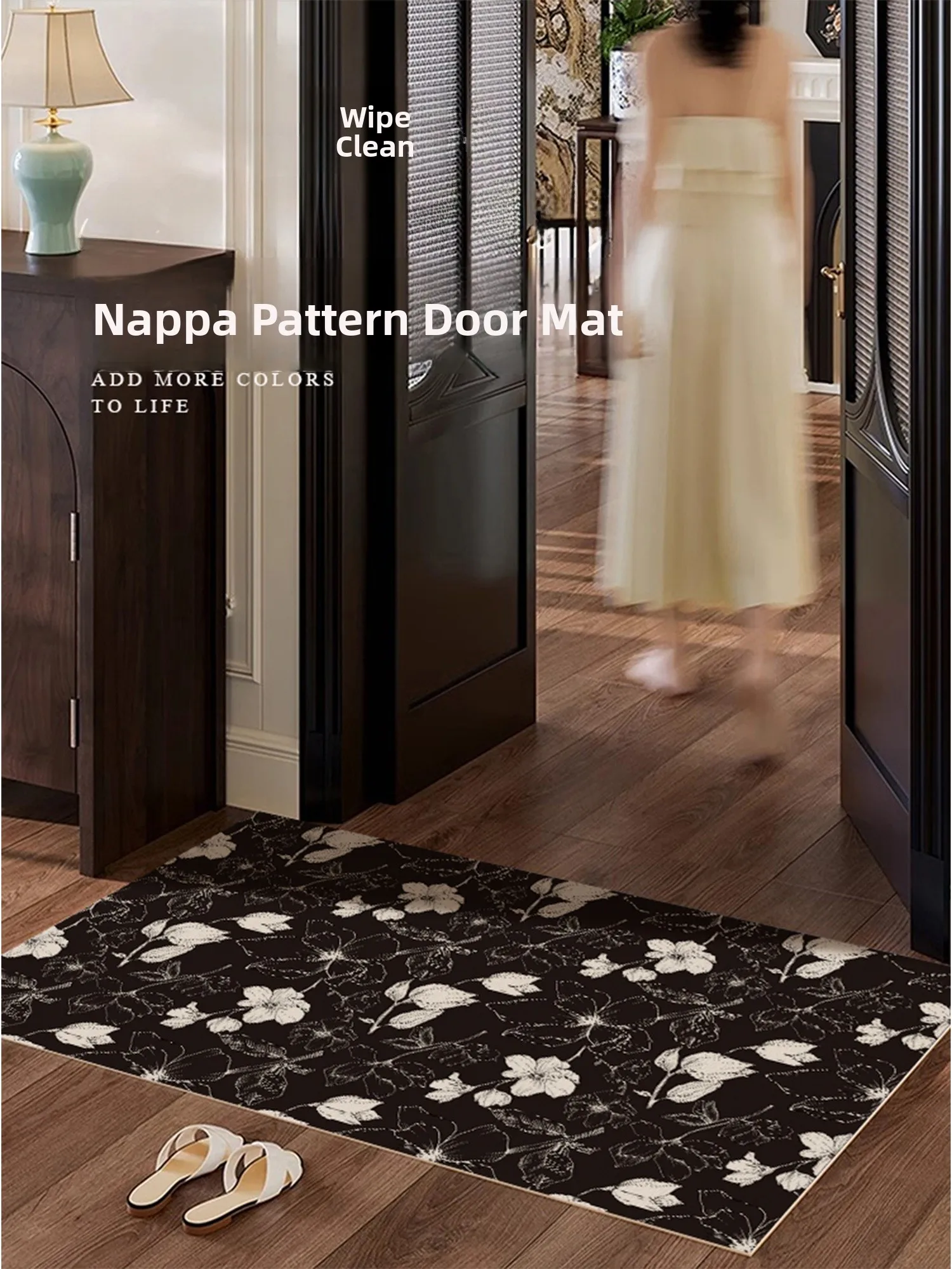 

Nordic Luxury Thiened Pvc Entrance Door Mat Waterproof Anti-Soil New 2025 Leather Entrance Door Mat Home Decor Mat