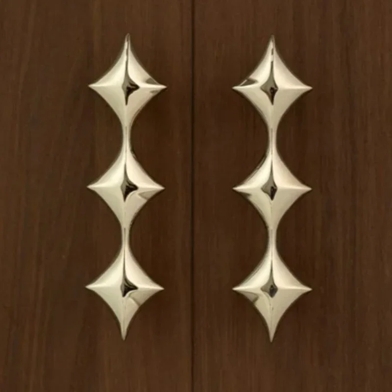 Creative Antique Wardrobe Door Knobs Unique Kitchen Cabinet Handles Four Point Star Shaped Drawer Pulls Brass Furniture Hardware