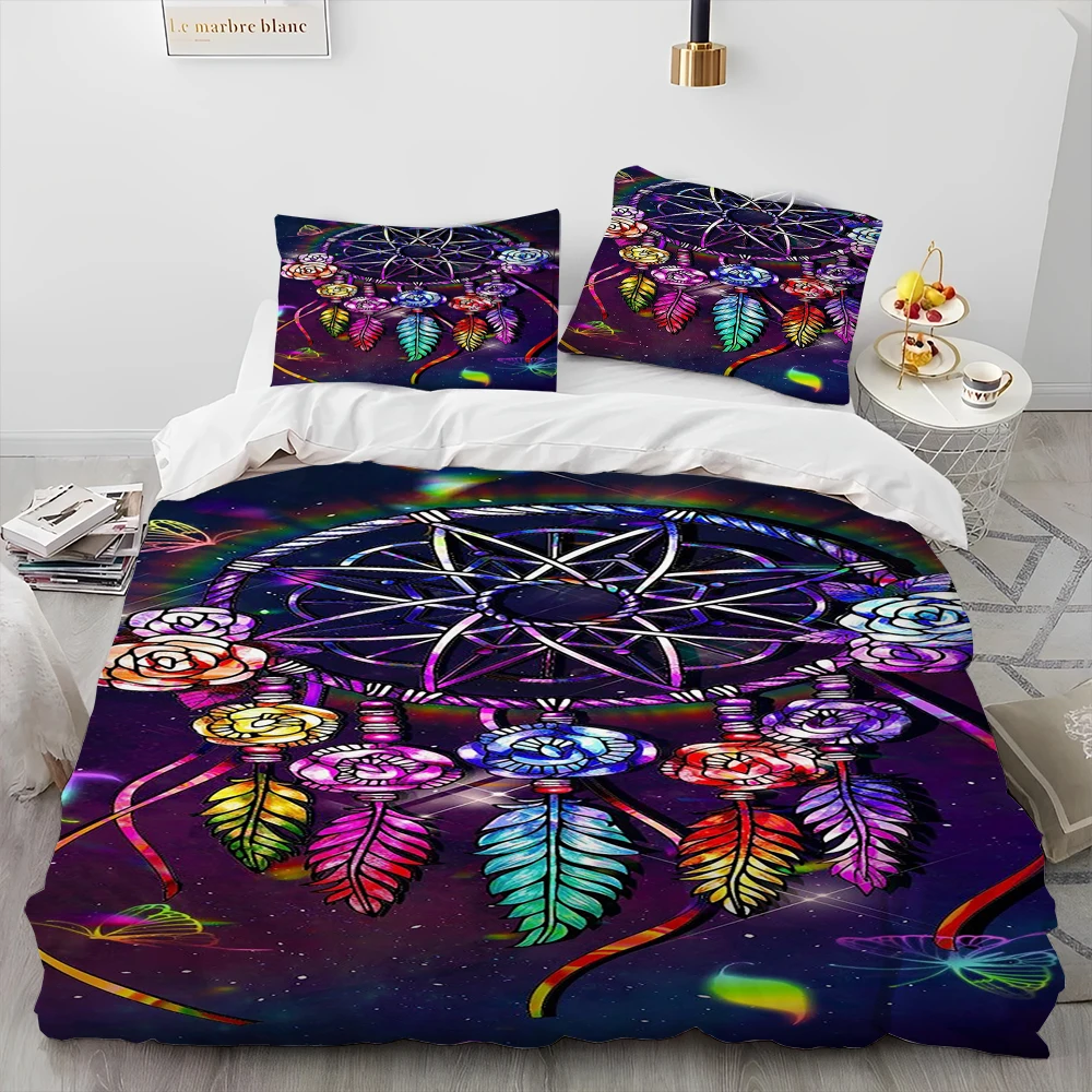 

DreamCatcher Feather Colorful Dreamy Kids Quilt Durex Full King Size3Pcs Duvet Cover Bedding Linen Set Bedspread200x200 240x220