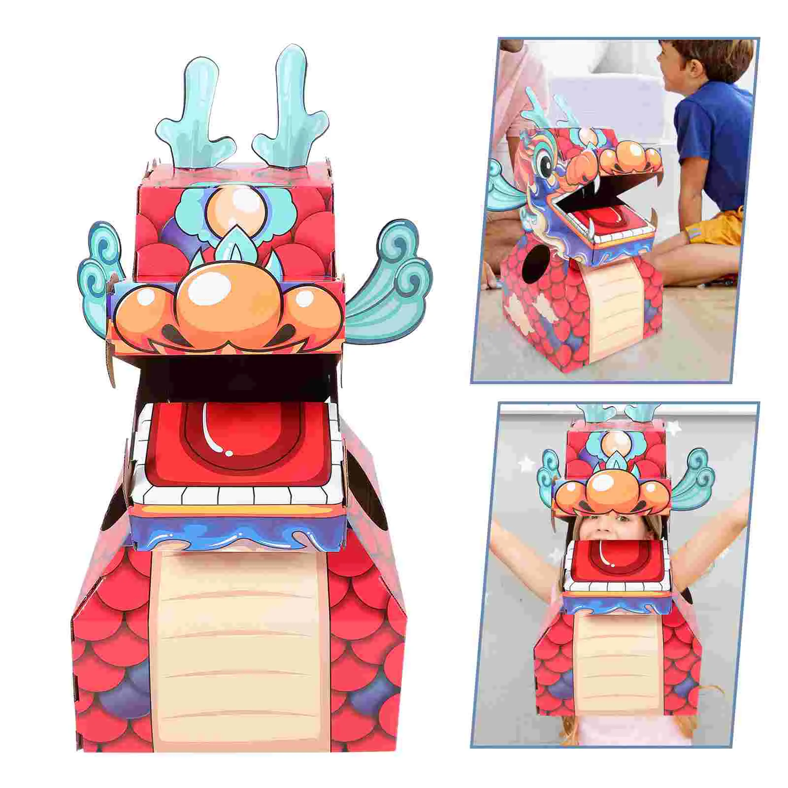 

Kids Toys Toddler Wearing Wearable For Cosplay Cardboard Dragon Costume Red DIY Children