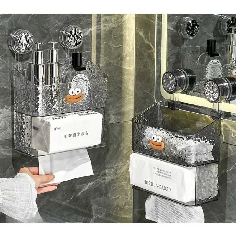 

Silicone Suction Cup Tissue Box Wall-Mounted Napkin Storage Box Decorative Large Capacity Tissue Holder Dispenser Container