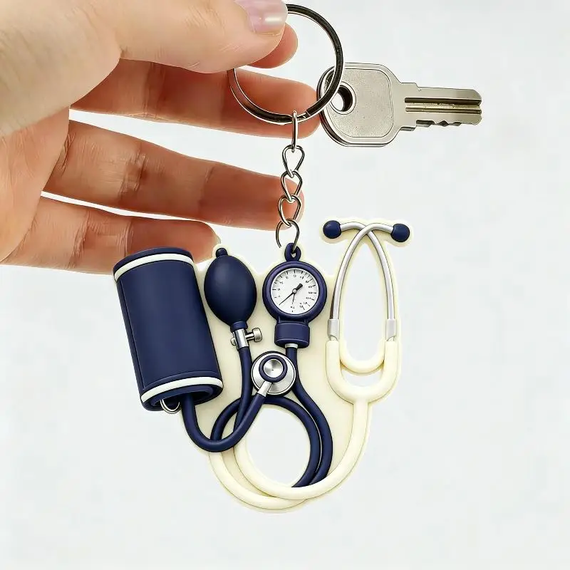 2D Acrylic Keychain With Cute Stethoscope Design For Nurses Doctors Appreciation Gifts