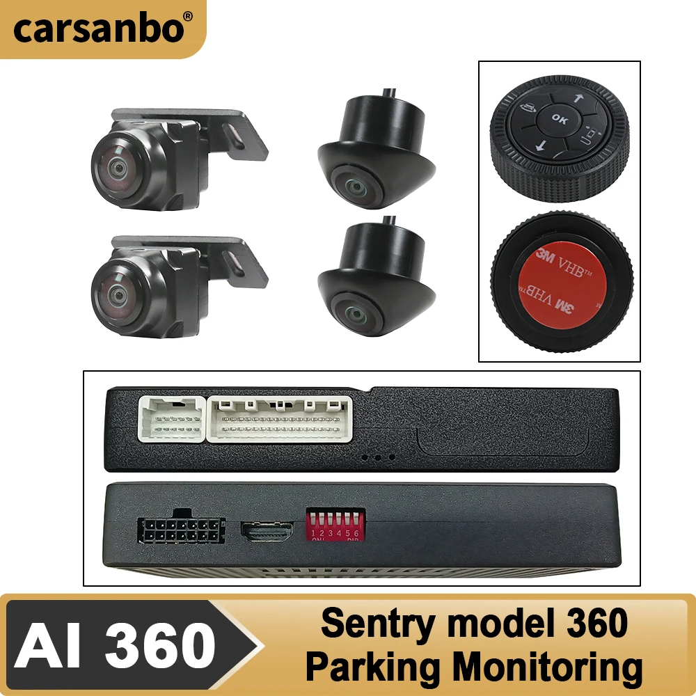 Carsonbo Car AI 360 3D Bird View Camera System Surround Around View 1080P DVR Function With Sentry Model