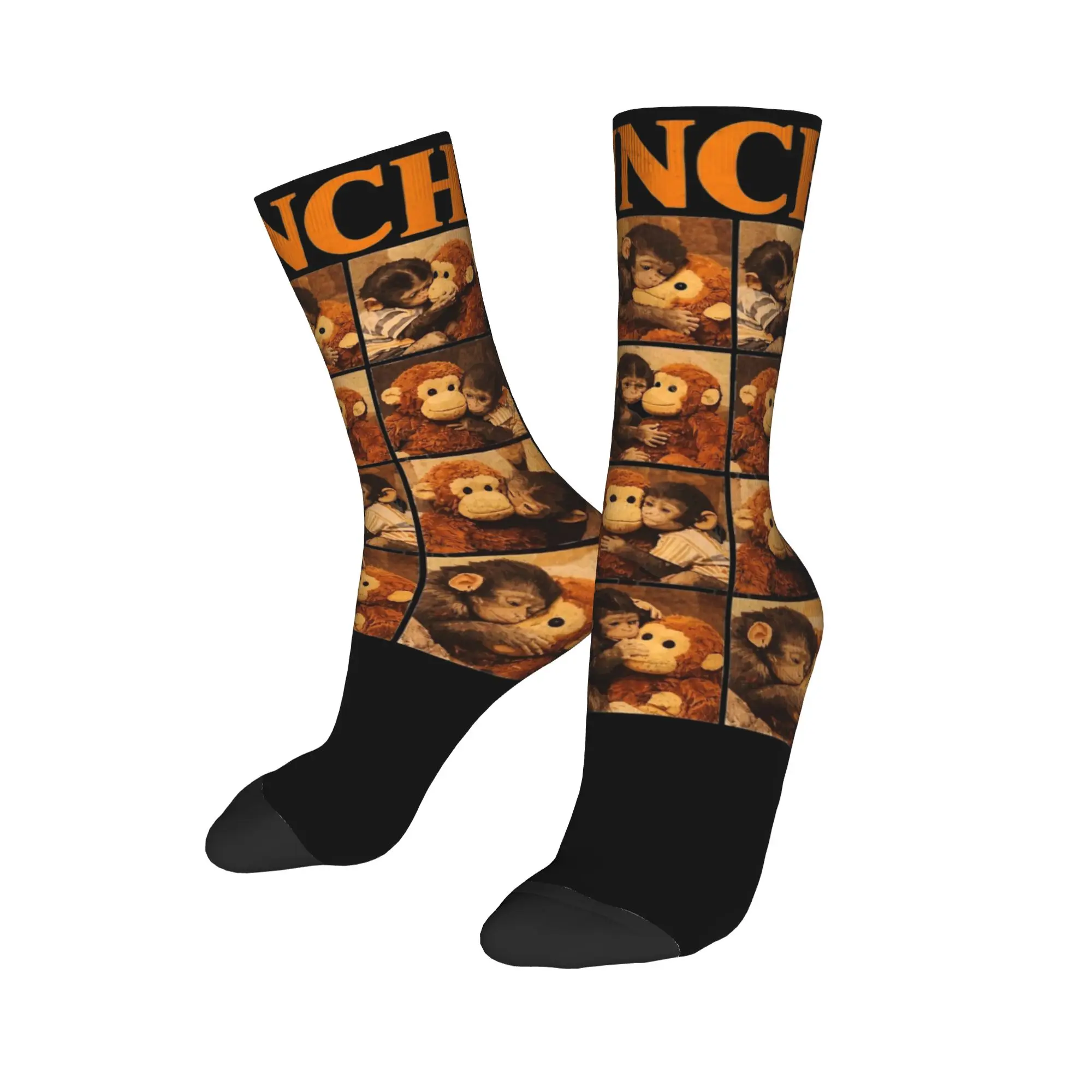 

Men Women Team Punch Punch the monkey Baby Monkey Holding Plush Toy Socks Non-slip Casual Socks Best Gift