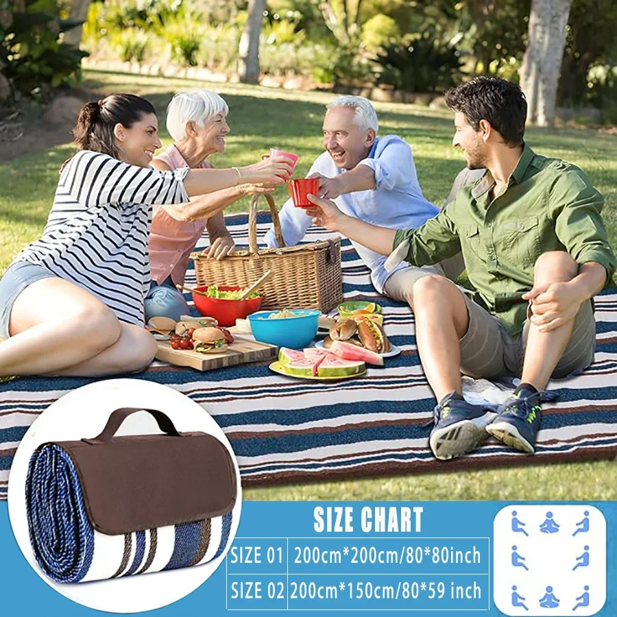 Extra Large Picnic Blankets, Waterproof Sandproof Foldable Outdoor, Fashion Handy Tote, Beach Mat for Spring Summer Campingnkets