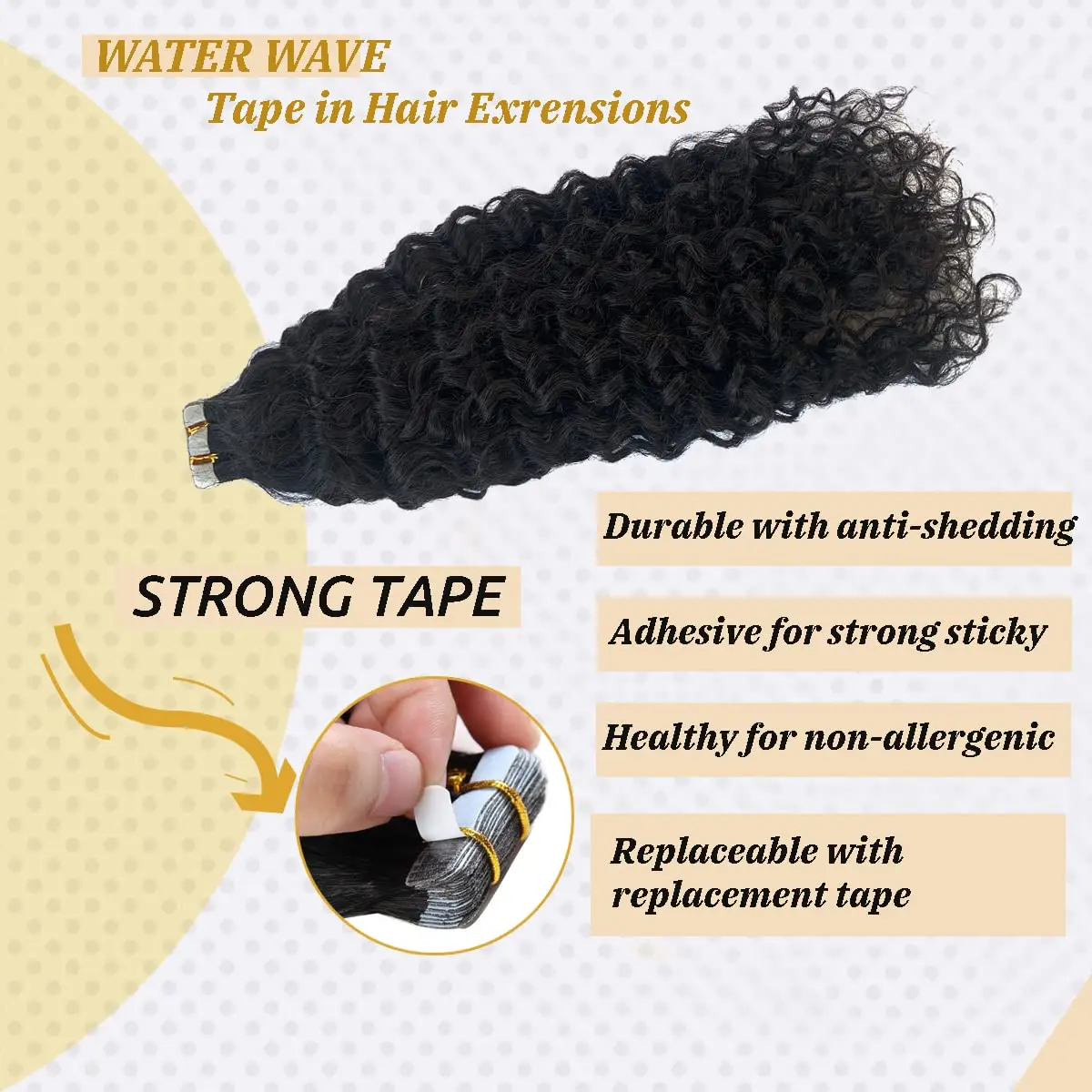 Deep Water Wave Tape In Hair Extensions Skin Weft For Women 100% Real Human Hair Natural Color 16-26Inch For Salon High Quality