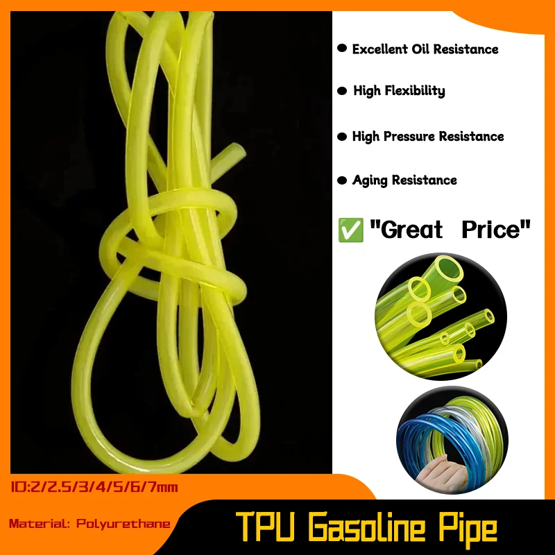 

2x3.5/2.5x5/3x5/3x6/4x6/5x8/6x8/7x10mm DIY Petrol Pipe for Trimmer Chainsaw Blower Hoses 1~20M Yellow Fuel Gas Hose String Tube