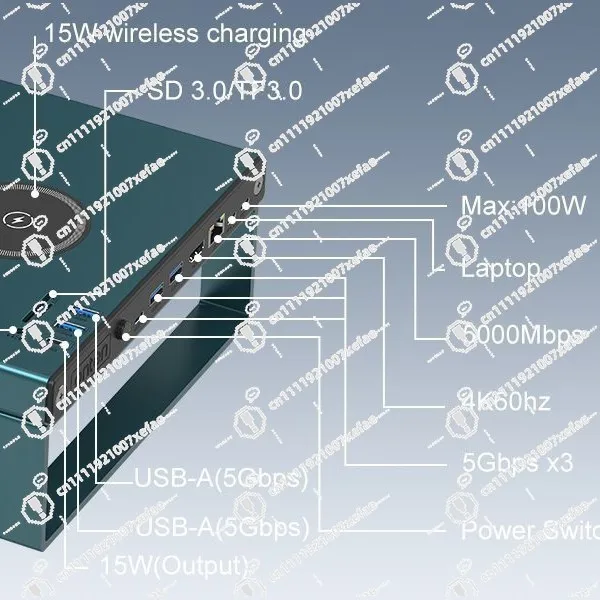 15-In-1 USB-C Multifunctional Computer Stand Docking Station Laptop Stand with Height Adjustment