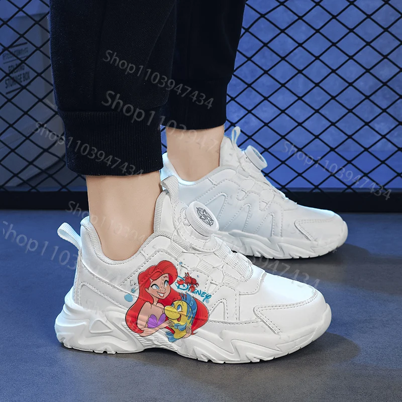 Hot Selling Ariel Princess Children Leisure Shoes Girls Kawaii Cartoon Printing Rotating Button Arch Support Outdoor Sneakers - Image 6