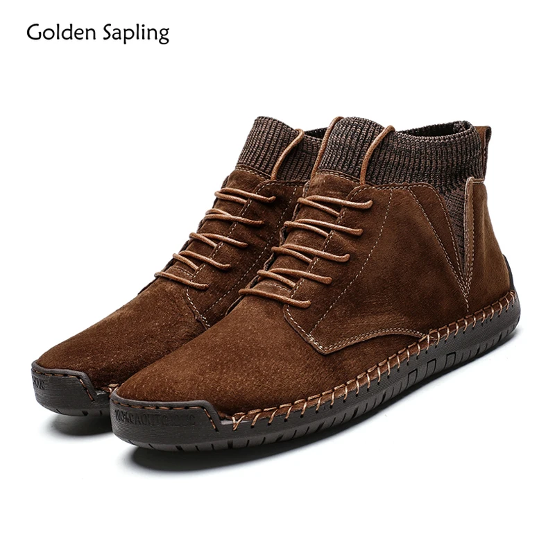 

Golden Sapling Handmade Boot Leisure Party Shoes for Men Classics Sewing Men's Boot Casual Outdoor Trekking Shoe Tactical Flats