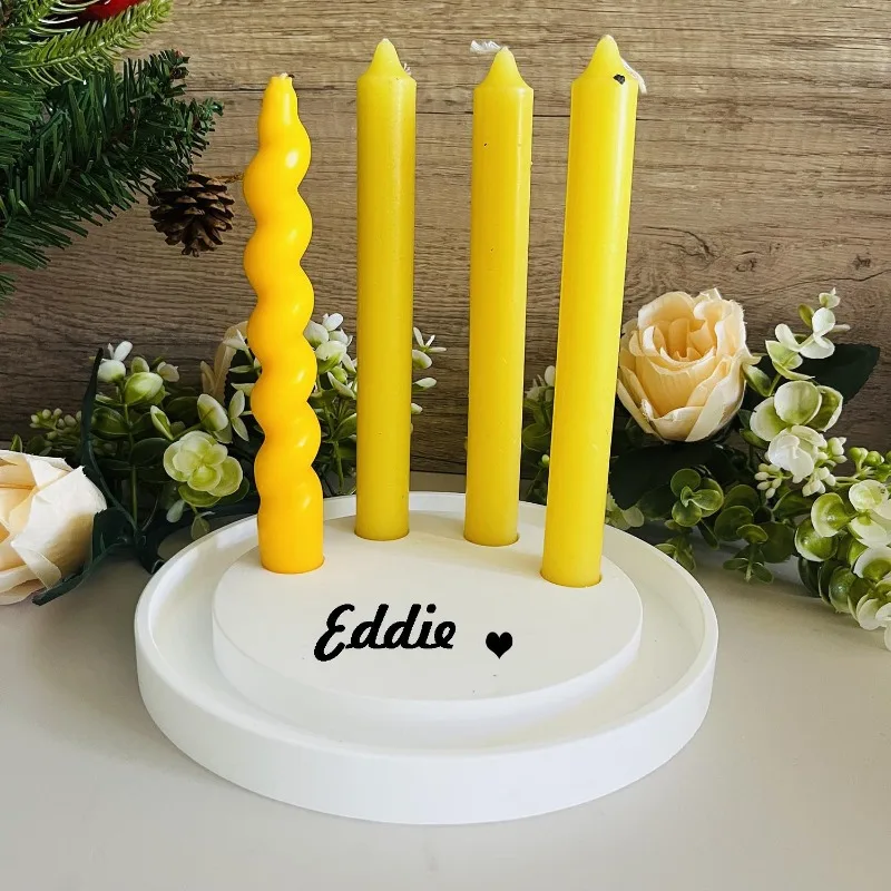 4 Hole Round Candle Holder Tray Silicone Mold Christmas Candlestick Concrete Molds Cement Resin Candle Stand Molds Home Decor