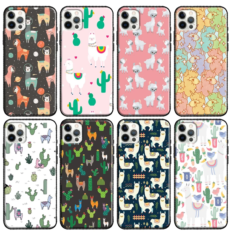 Llama Alpaca pattern Phone Case For iPhone 13 12 11 Pro Max 12 mini 6S 7 8 Plus SE 2020 XR X XS Max Back Cover