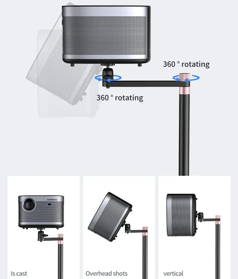 حامل دعم دعامات جهاز العرض الأرضي مع حامل صينية زاوية حامل جهاز عرض قابل للتعديل لملحقات جهاز عرض فيديو الفيلم #4