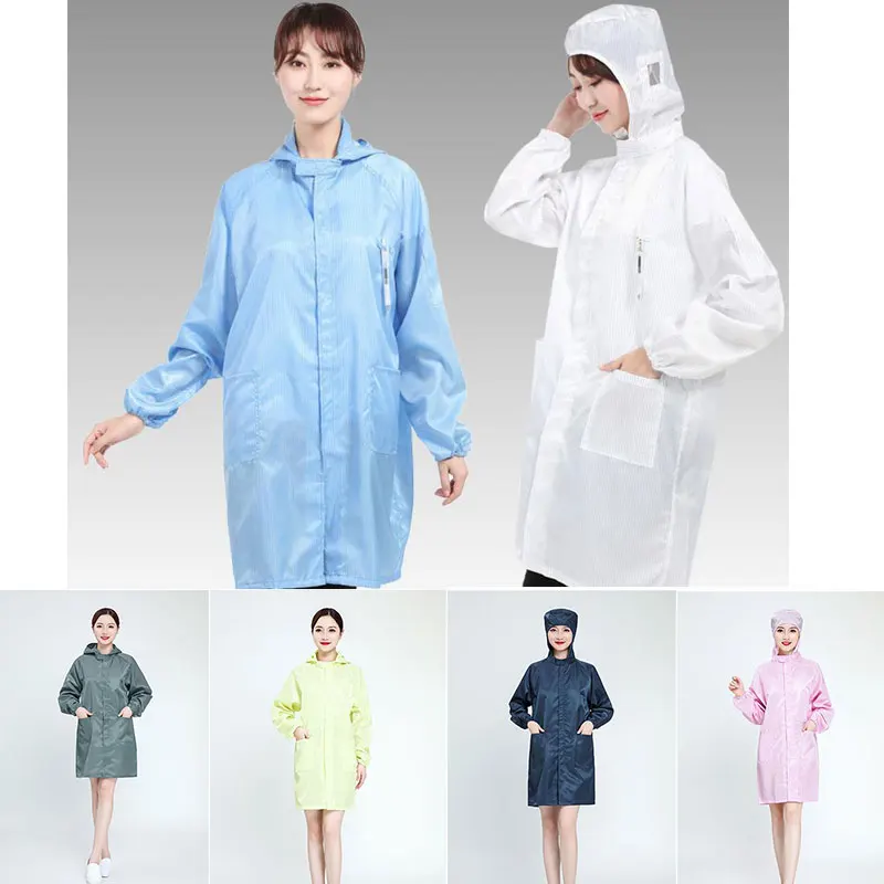 White Blue Anti Static Coverall Clean Room Suit Dust Work Clothes One-Piece Protective Suit Chemical Spray Paint Factory Uniform