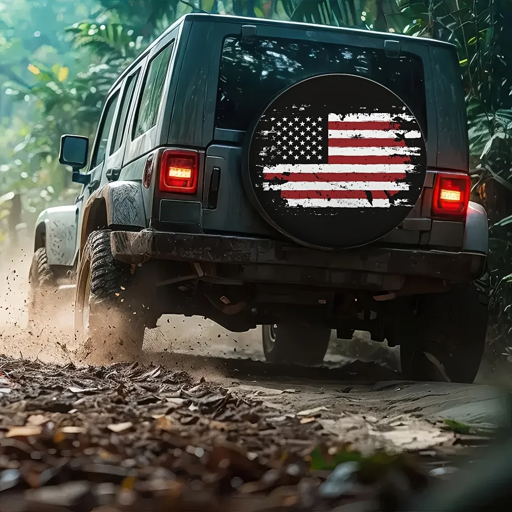 1개, 고품질 타이어 커버 애국적인 미국 국기1 다용도 폴리에스터 원단, 전기 없이 생일 선물