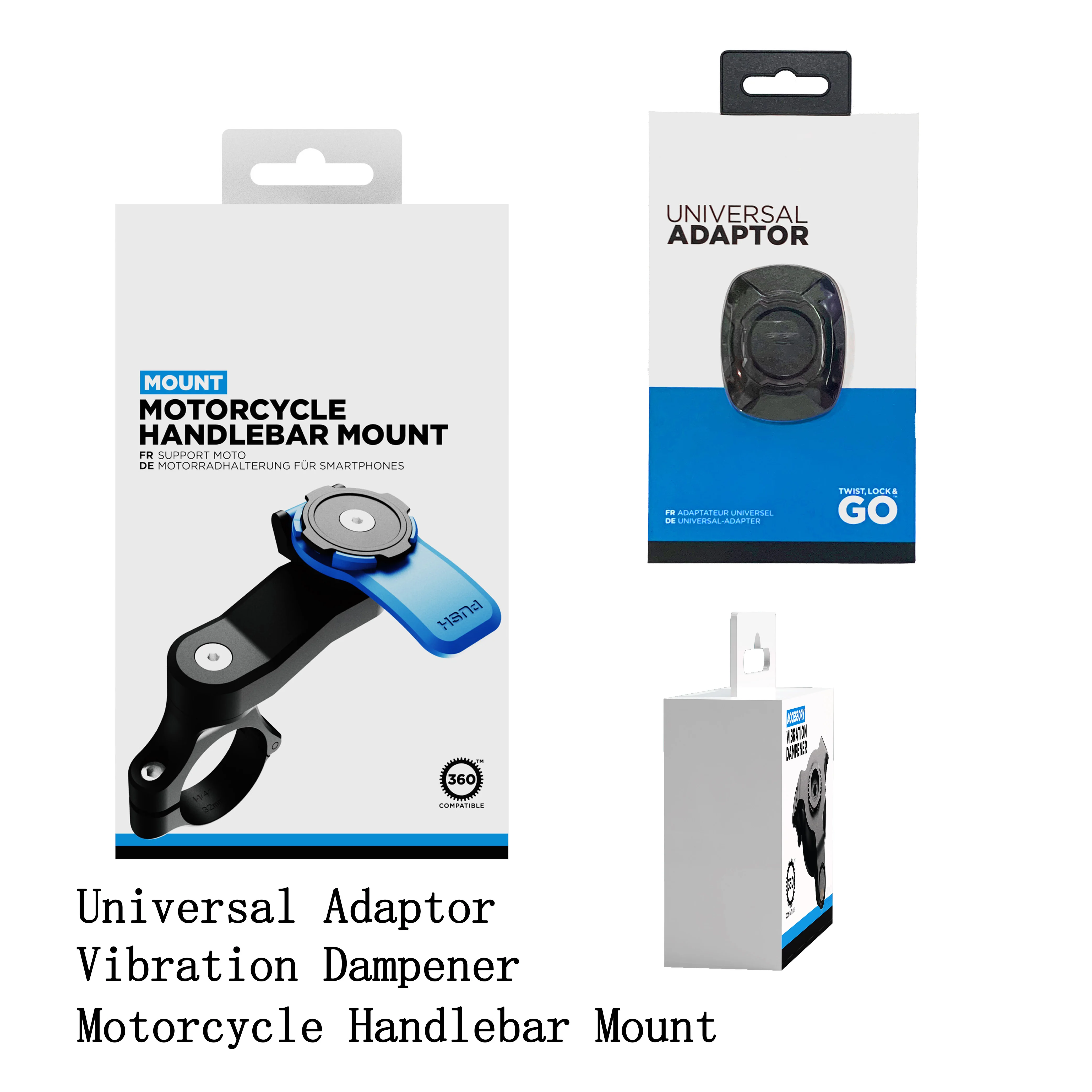 

Motorcycle Phone Bracket Kit-Motorcycle Handlebar Mount+Vibration Dampener+Universal Adaptor