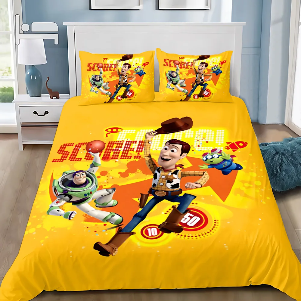 Duvet Cover Pillowcase Bedding Set Toy Storys Buzz Lightyear Adult Boy Girl Bedroom Decoration Children Single Double Large Size