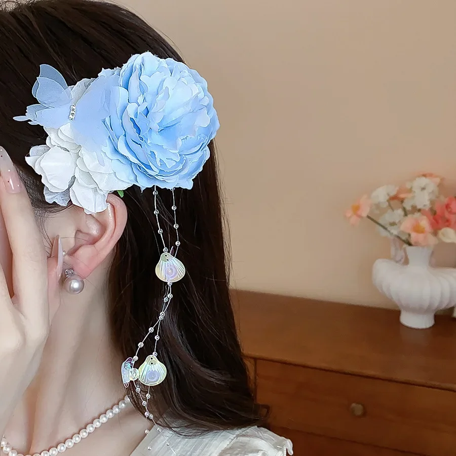 Vielseitige Romantische Künstliche Blumen-Haarspangen für Frauen, Frische Süße Blumencluster-Quasten-Haarklammern für Urlaub, Reisen und Fotoshootings M – Detail 6