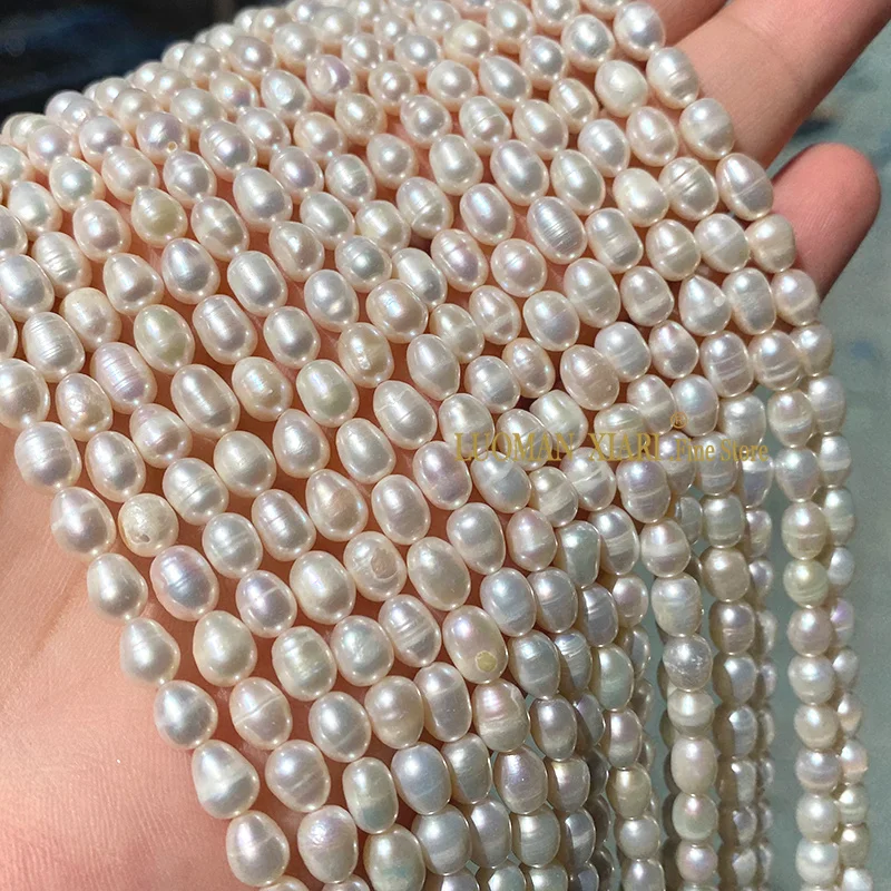 Fine 100% Natural Freshwater Pearls Loose Rice Shape Spacer Beads for Jewelry Making Diy Bracelet Earrings Accessories Charms