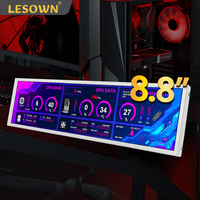 LESOWN Long Stretched Monitor USB C 8.8 inch IPS 480x1920 mini HDMI Aida64 Bar Display White Sub Screen for PC Case Raspberry pi