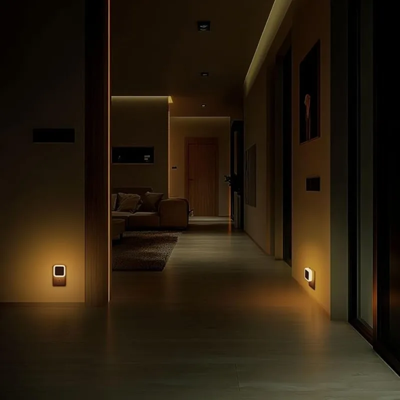 1/4 ชิ้น LED แถบไฟกลางคืนพร้อมเซ็นเซอร์ Dusk To Dawn อัตโนมัติเหมาะสําหรับห้องโถงห้องนอนห้องครัวบันไดไฟห้อง